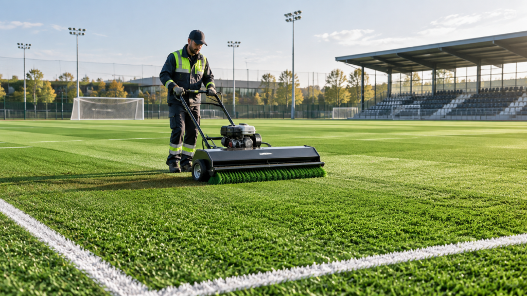 Professional maintenance of a football turf ground for long-term performance